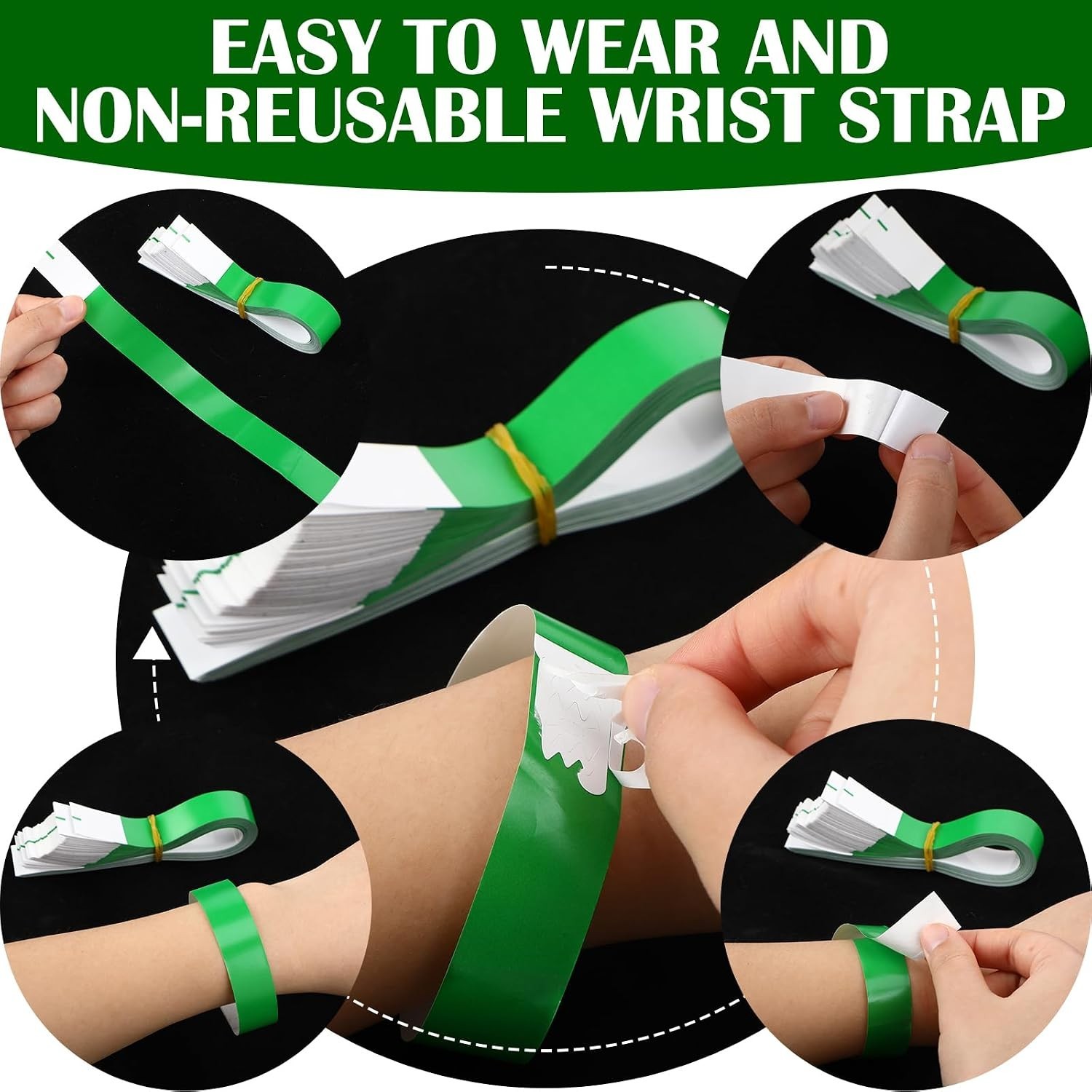 Vibrant 1200 Neon Green Adhesive Wristbands – Ideal for Concerts & Parties