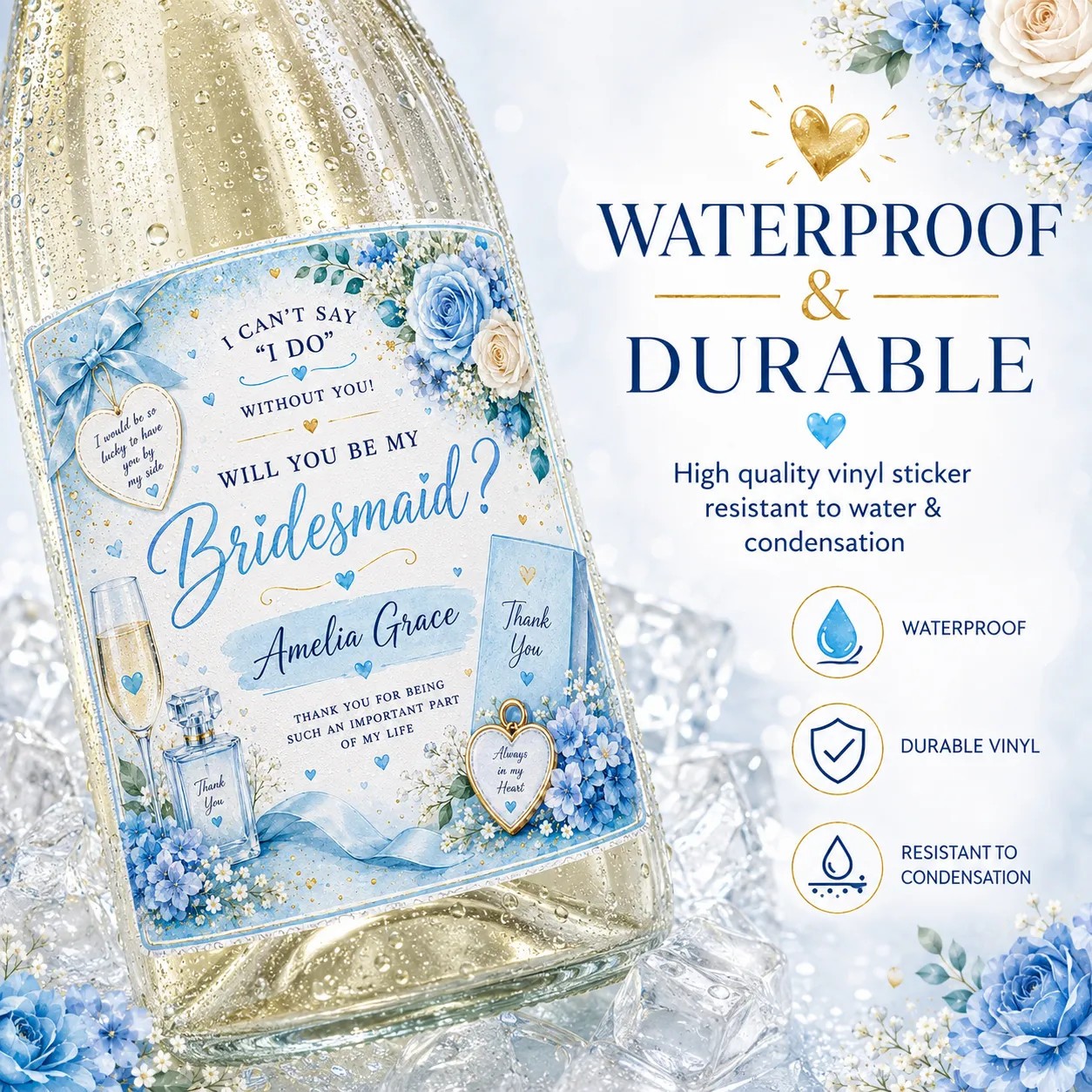 Personalised Bridesmaid Proposal Bottle Label Sticker Bridesmaid Gift