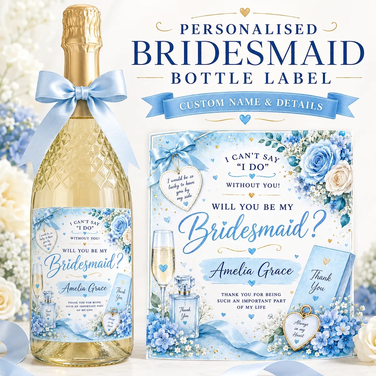 Personalised Bridesmaid Proposal Bottle Label Sticker Bridesmaid Gift