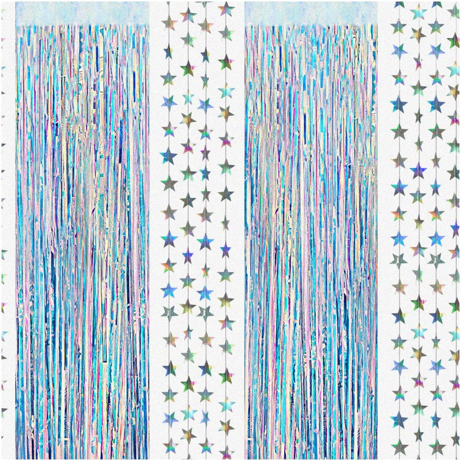 Iridescent Tinsel Curtain Backdrop for Celebrations