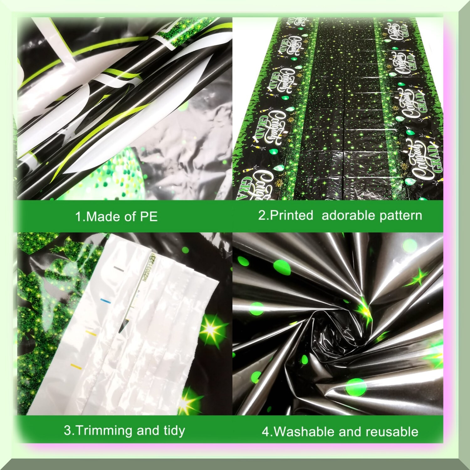 Vibrant Green Graduation Table Cover 108×54 Inches Pack of 3