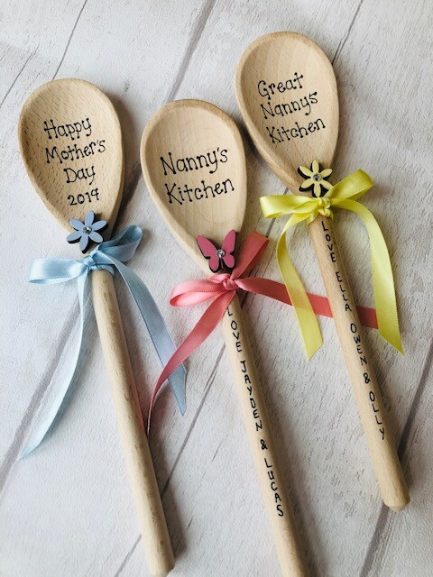 Personalised Wooden Spoon Birthday Gift Present Mum Nanny’s Kitchen Grandma Nana