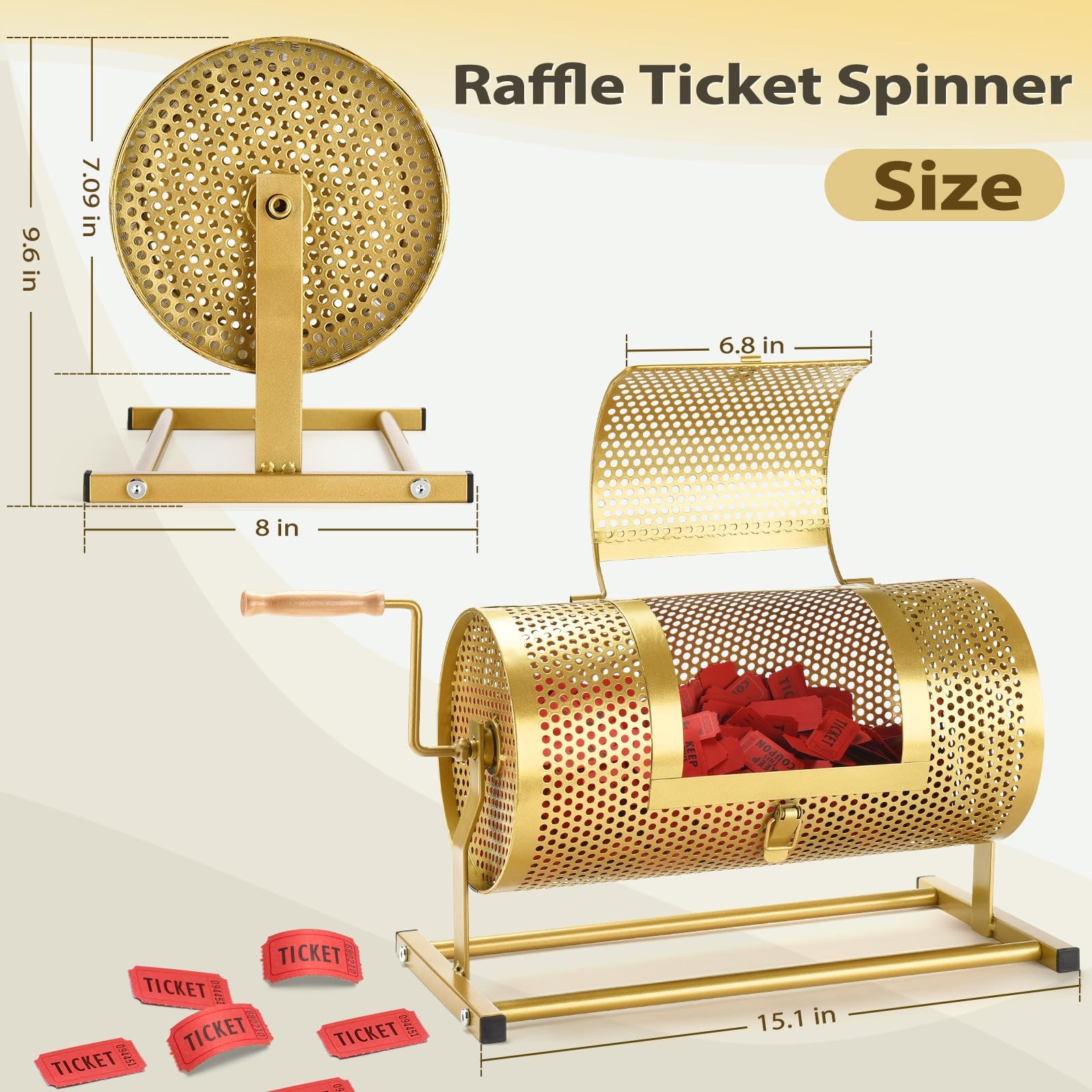 Raffle Drum, Heavy Duty Raffle Ticket Spinner Cage with Wooden Silent Design …