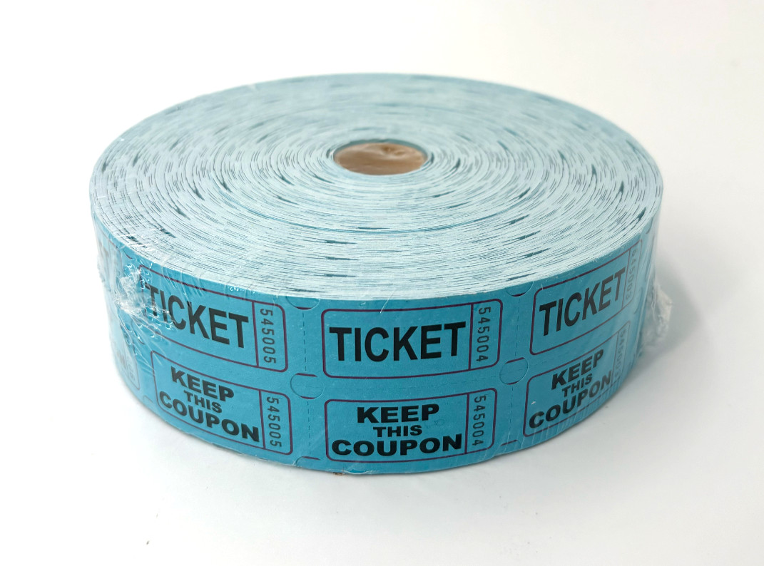 Blue Raffle Tickets Double Stub Roll of 2000 Split the Pot 50/50 Events sealed