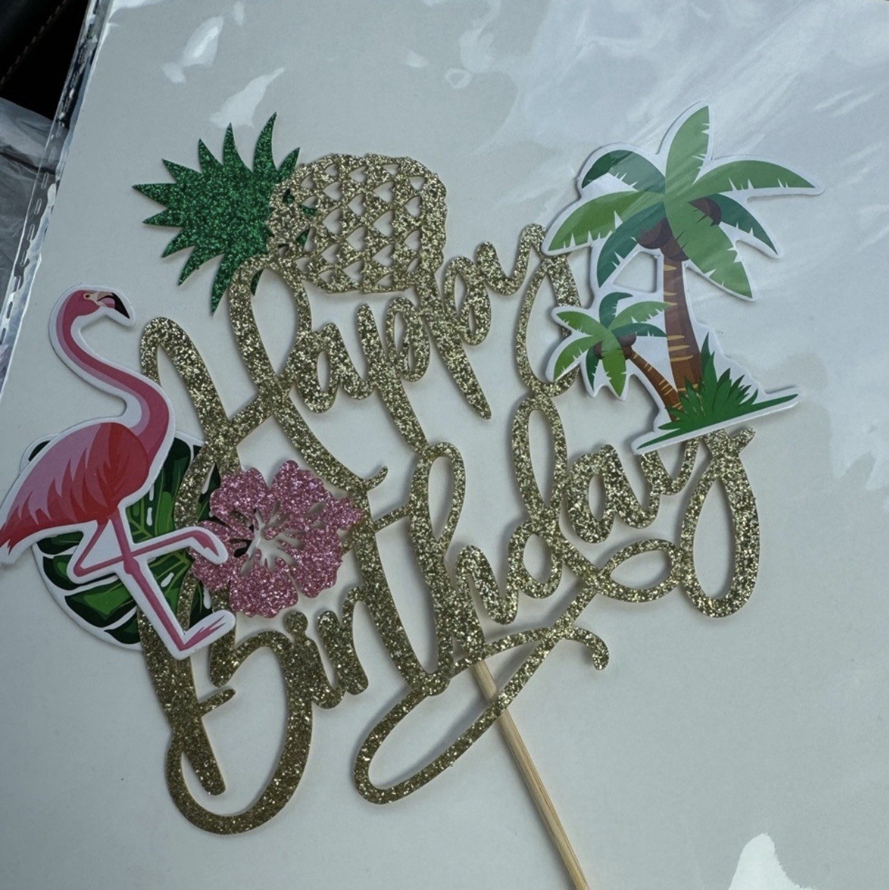 Flamingo Happy Birthday Cake Topper & Tablecloth Bundle NEW