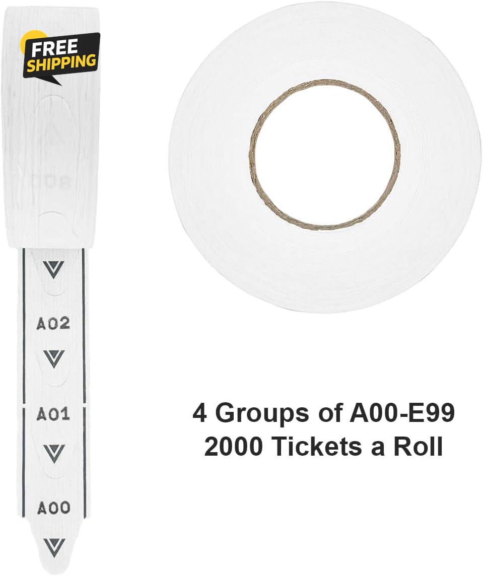 1 Roll of 2-Digit Take-A-Number Tickets – 2000 / Roll (White)