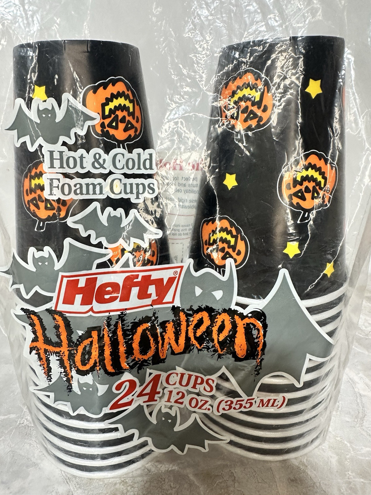 Vintage Hefty Halloween Pumpkin Cups 24 Made In USA 90’s Party Cup