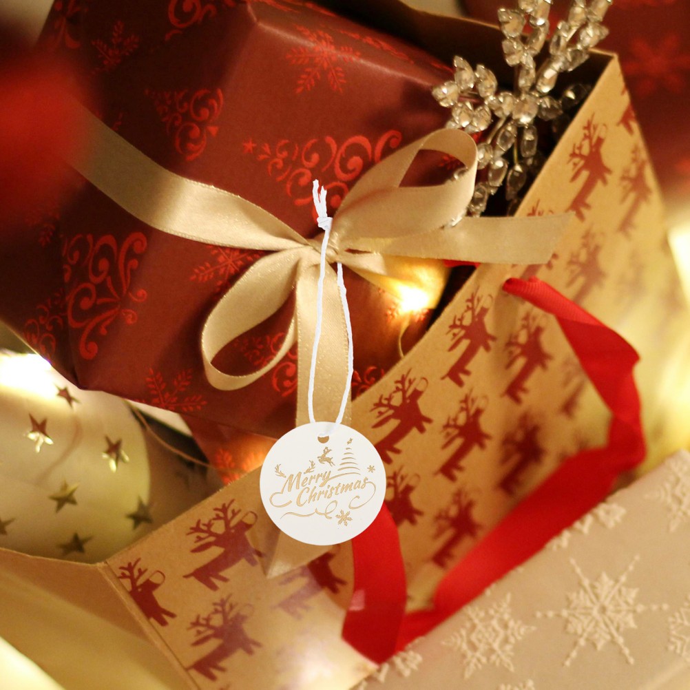 100 Pcs Merry Christmas Paper Tags For Holiday Gift Decoration And Hanging