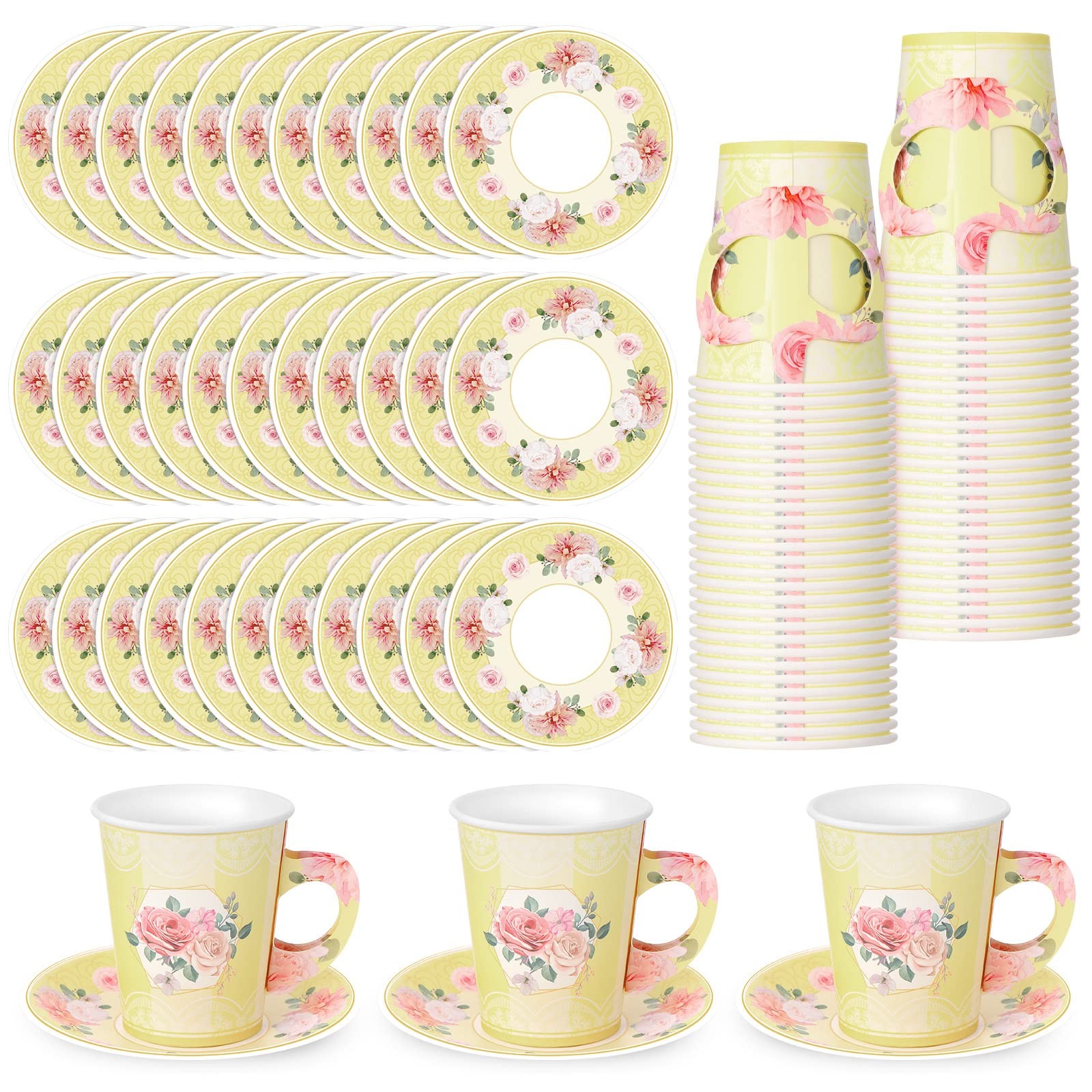 Zopeal 100 Pcs Disposable Tea Party as shown in pictures, Light Yellow