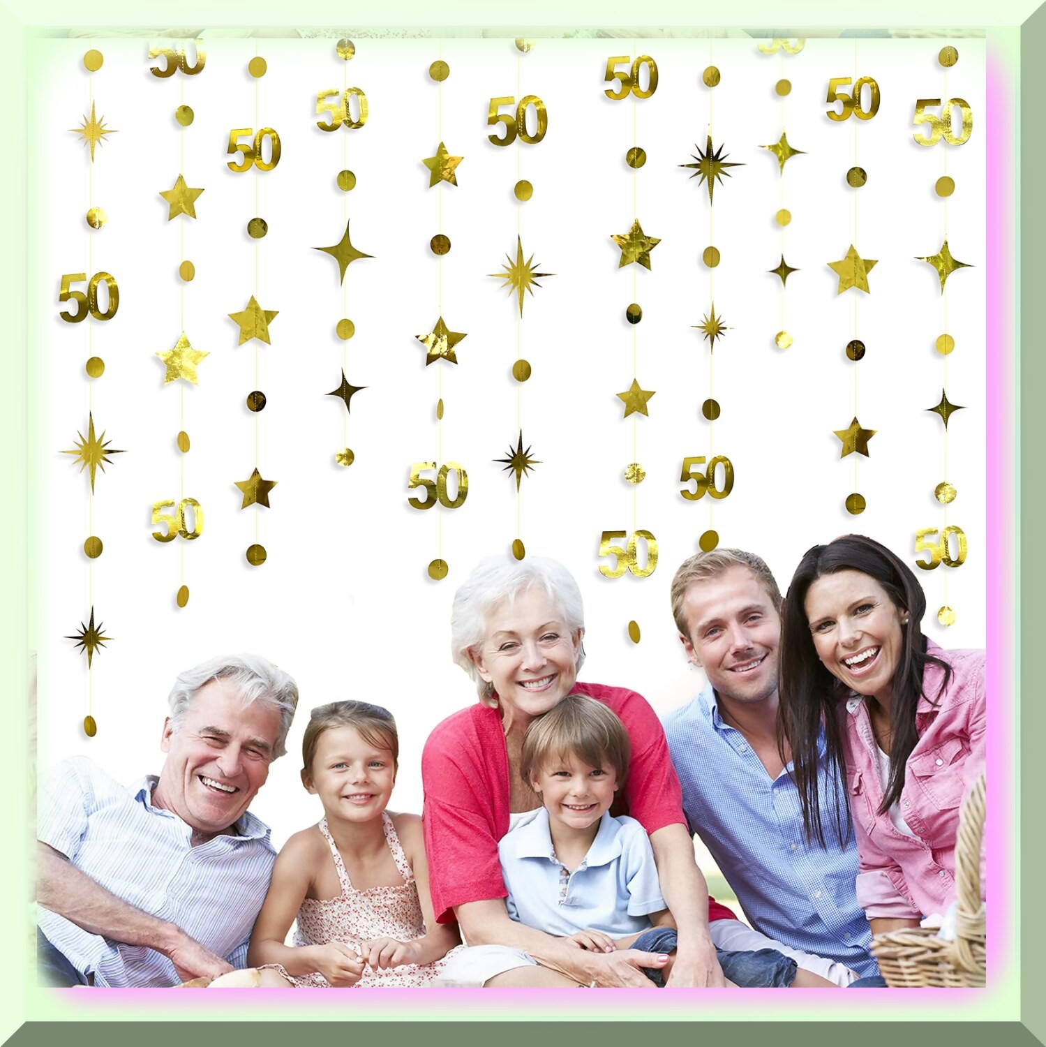 50th Celebration Decor Kit with Metallic Garlands