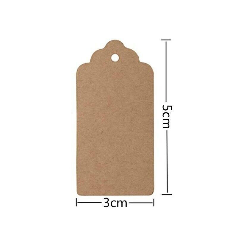 100pcs Paper Tags + Wedding Kraft Label Luggage Brown Gift Strings Scallop Blank