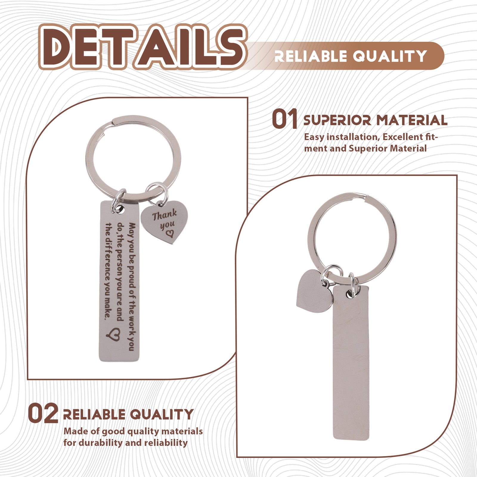 6 Pcs Thank You Gifts Keychain Appreciation Keychain Make a Difference3026