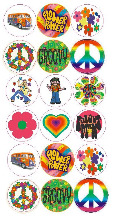 Flower Power GROOVY Label Sticker Decal CRAFTS Teachers SCHOOL Made In USA #D122