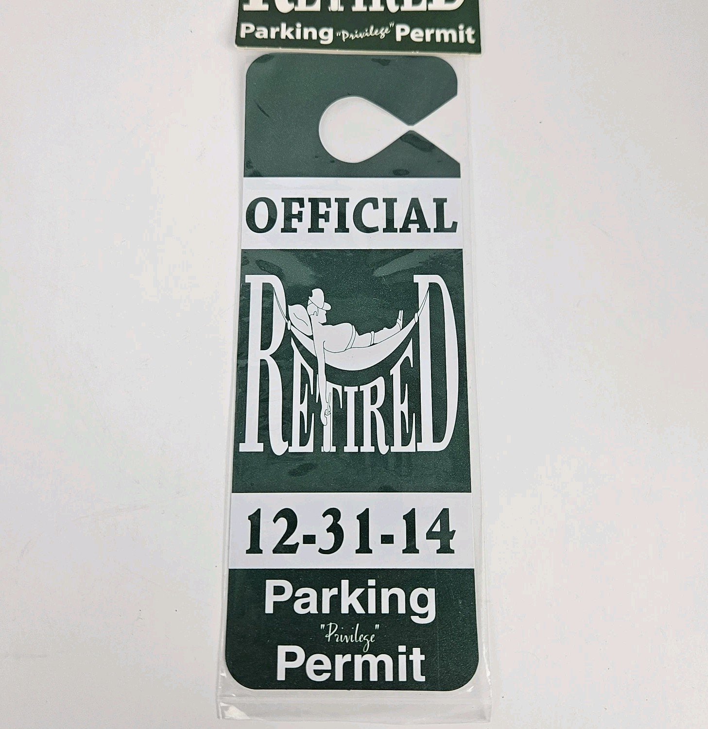 Vintage RETIRED Auto Car Parking Permit ” Retirement Over The Hill ” GaG Prank-