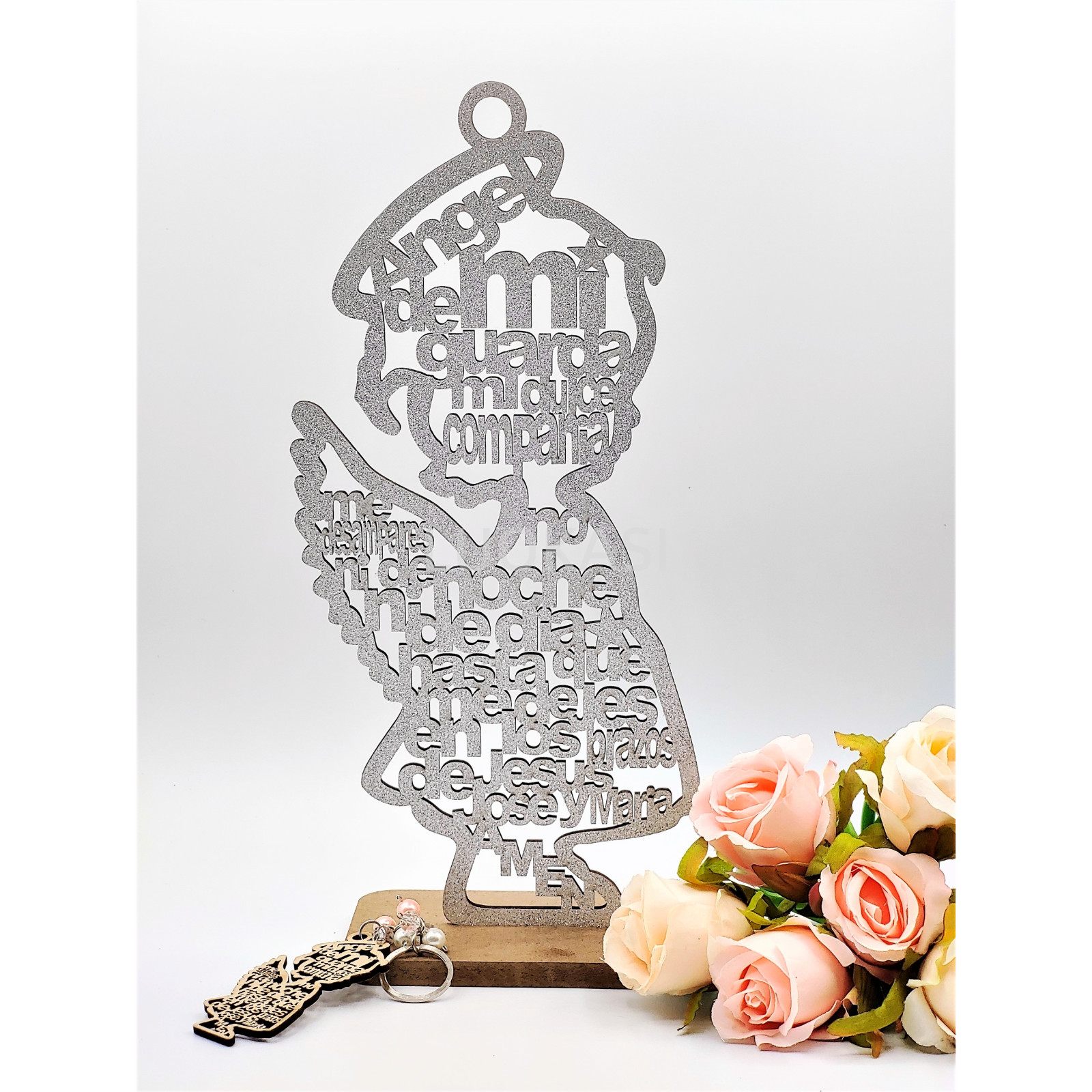 US 12pcs Silver Angel Girl Wood Centerpiece Decorate Your Party Pendant Ornament