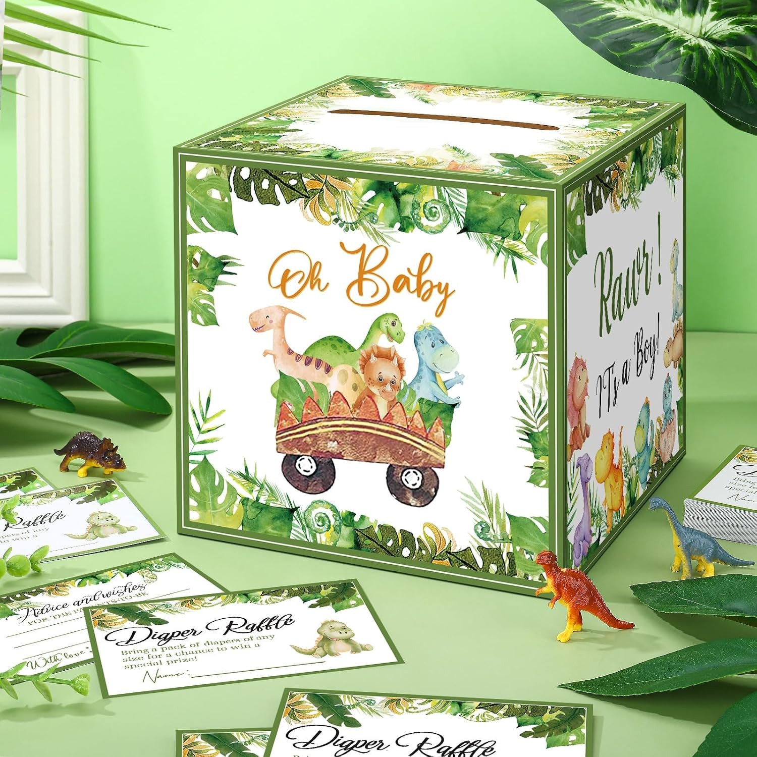 51 Pcs Diaper Raffle Box for Baby Shower Diaper Raffle Tickets with Box Cards Ba