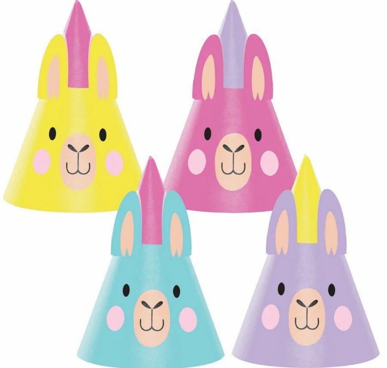 Llama Party Party Hats, 8 Ct