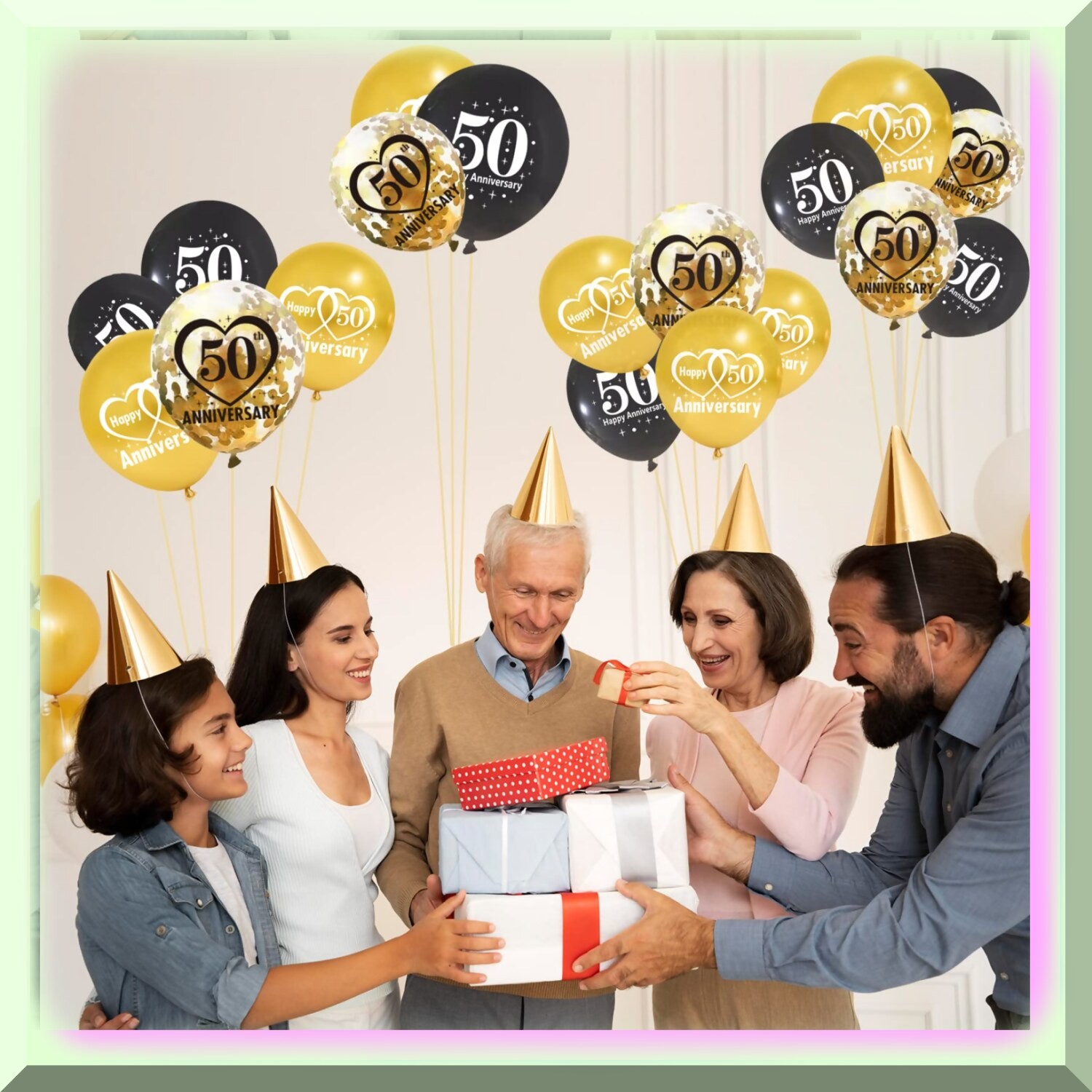 Golden Jubilee Balloon Kit 30 Pieces Black Gold
