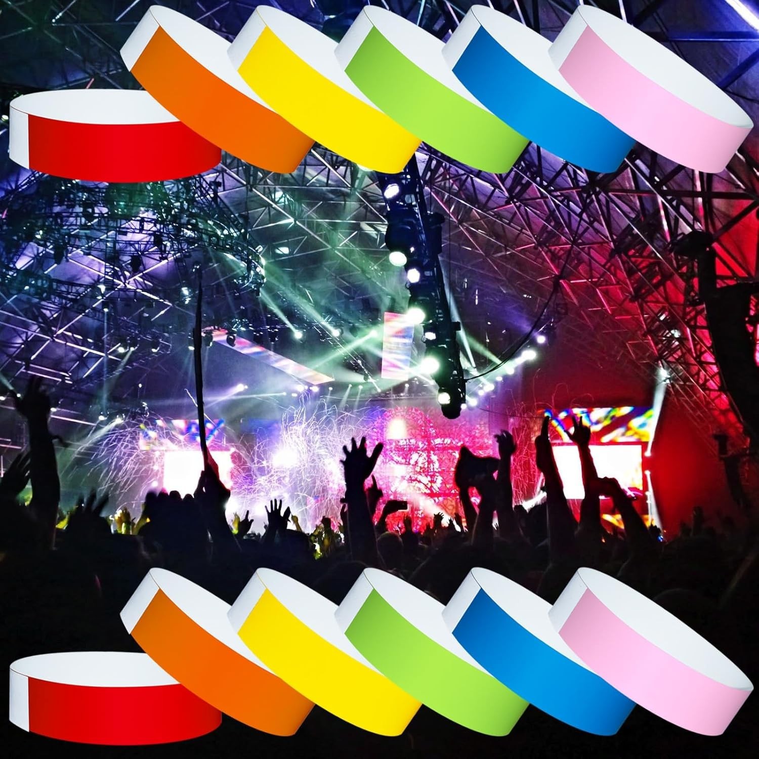 1200 pulseras de papel plástico para eventos pulseras de color neón