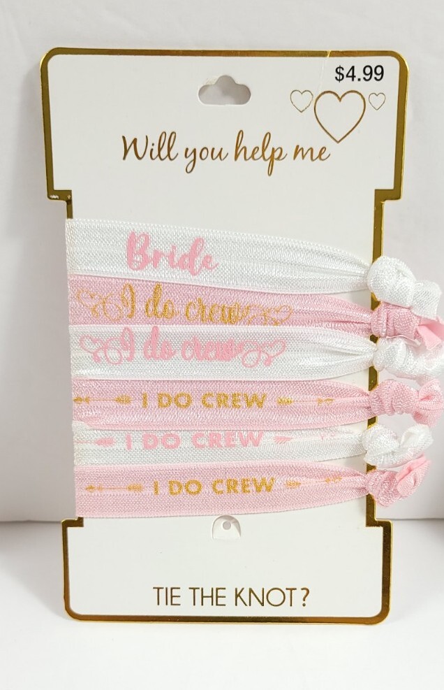 3x Bride Hair Ties Bachelorette Hen Party Help Me Tie The Knot Wedding accessory