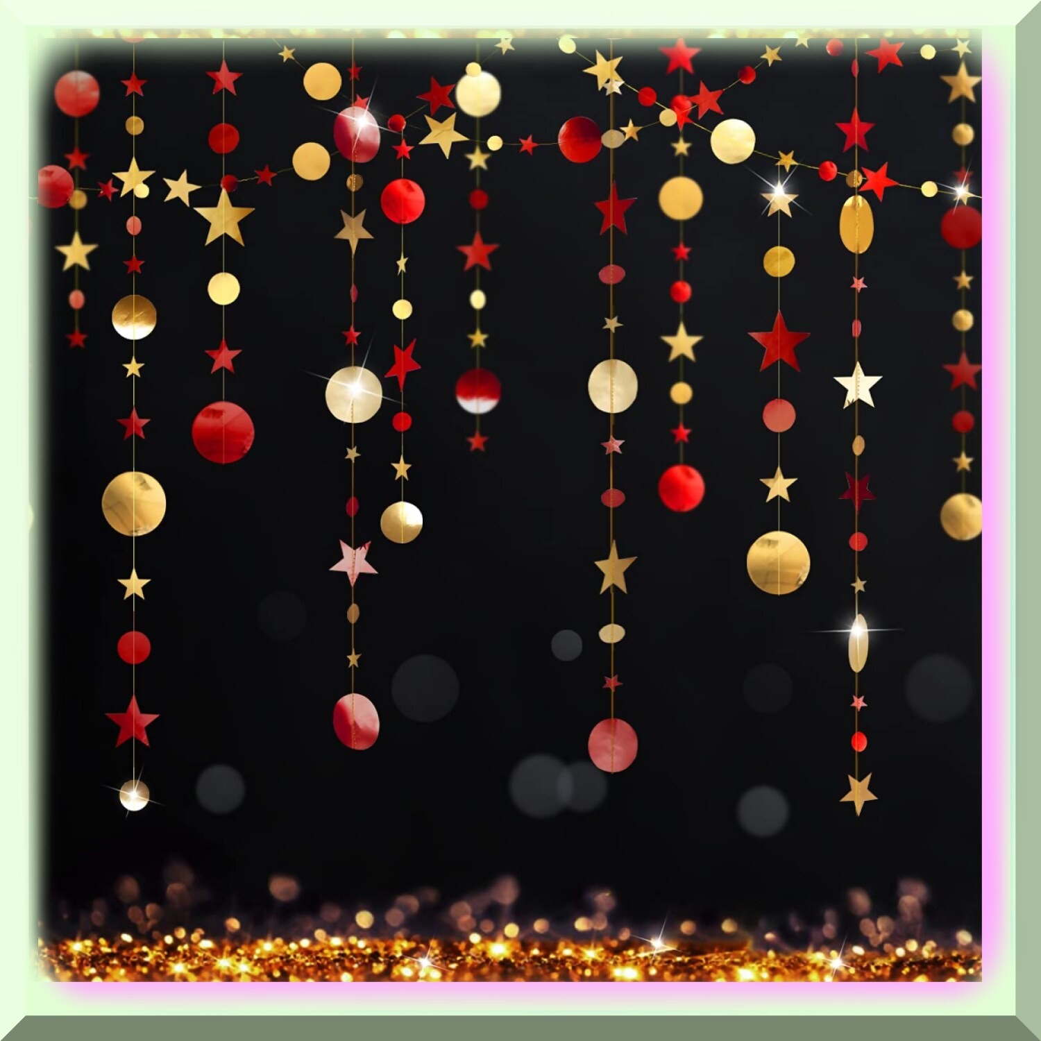 Golden Starry Night Celebration Garlands 52ft