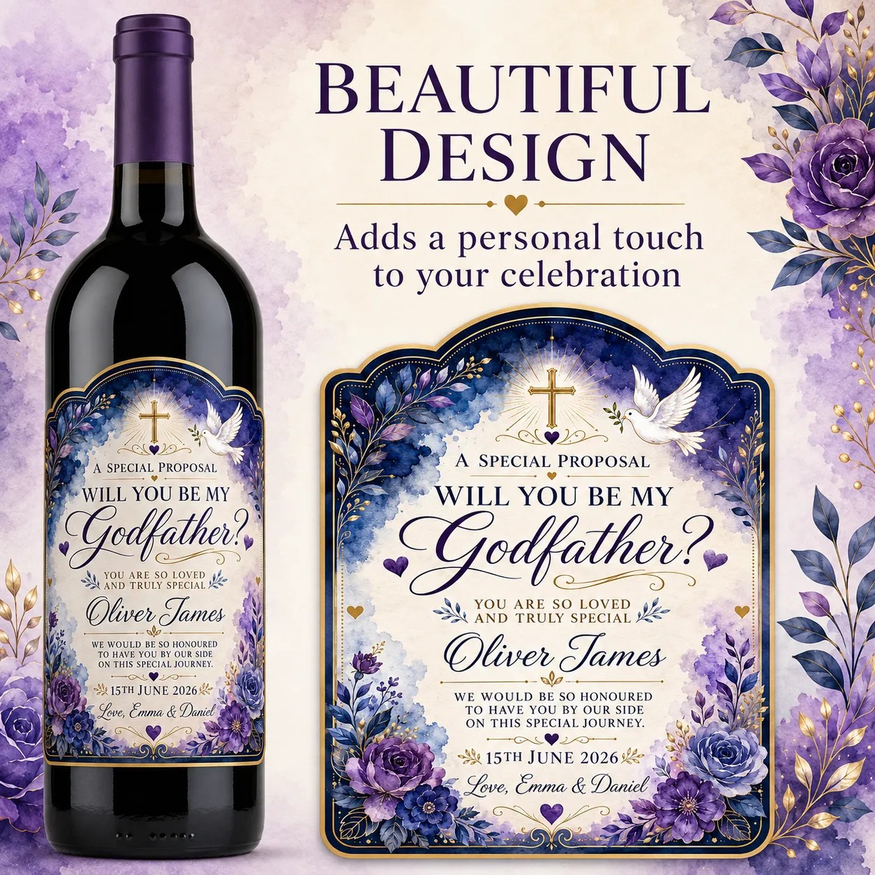 Personalised Godfather Proposal Bottle Label Sticker Godfather Gift