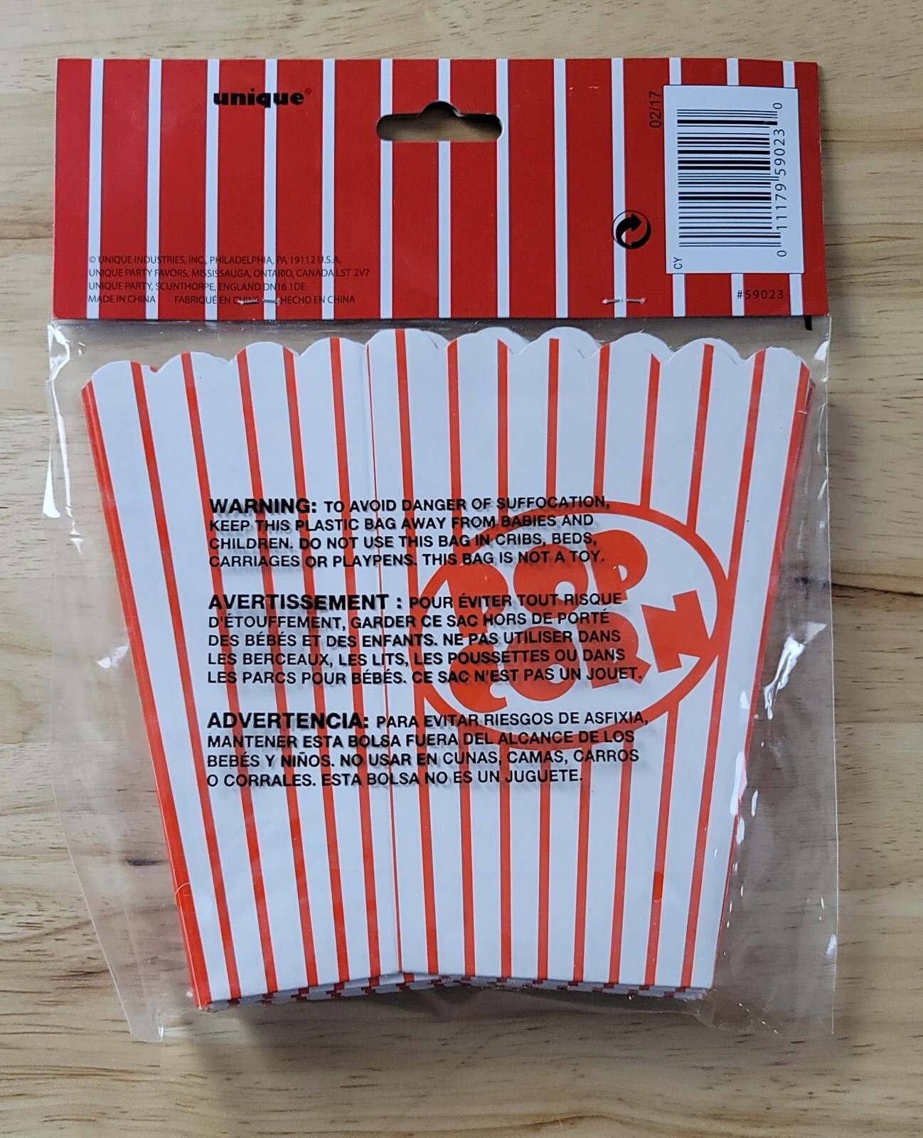 Unique Industries POPCORN BOXES #59023 5″x3.75X2″ Qty: 8