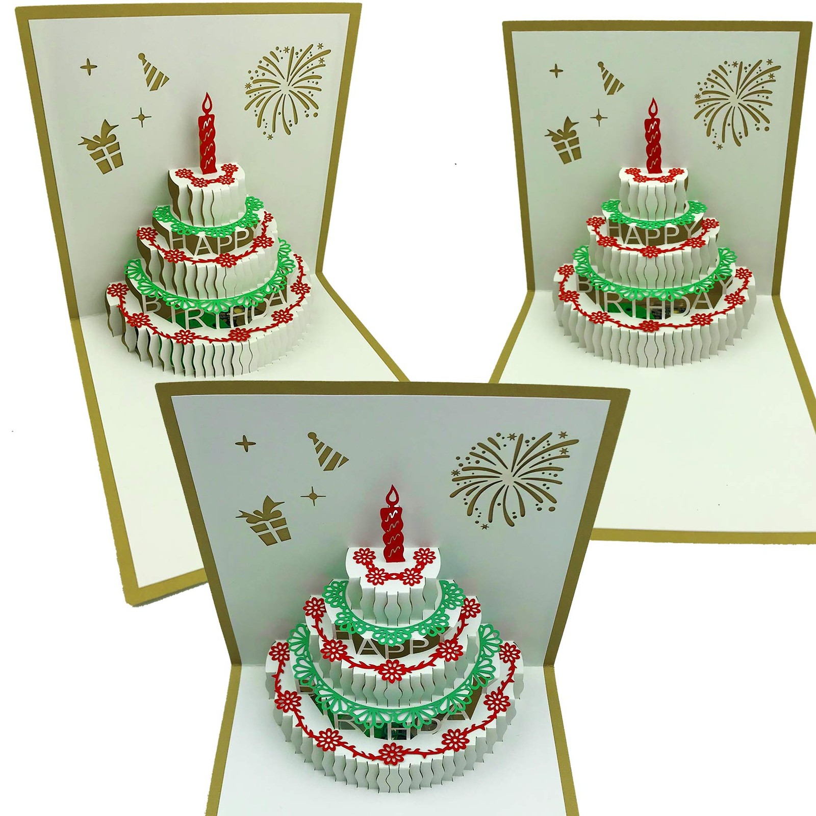 Akeydeco 3D Pop Up Birthday 5.9 inches x inches, yellow card Warm light