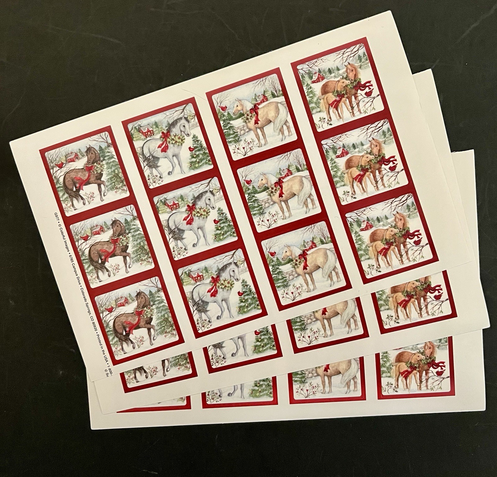 36 Christmas Horse Adhesive Labels for CHRISTMAS Cards Gifts Invitations etc BN