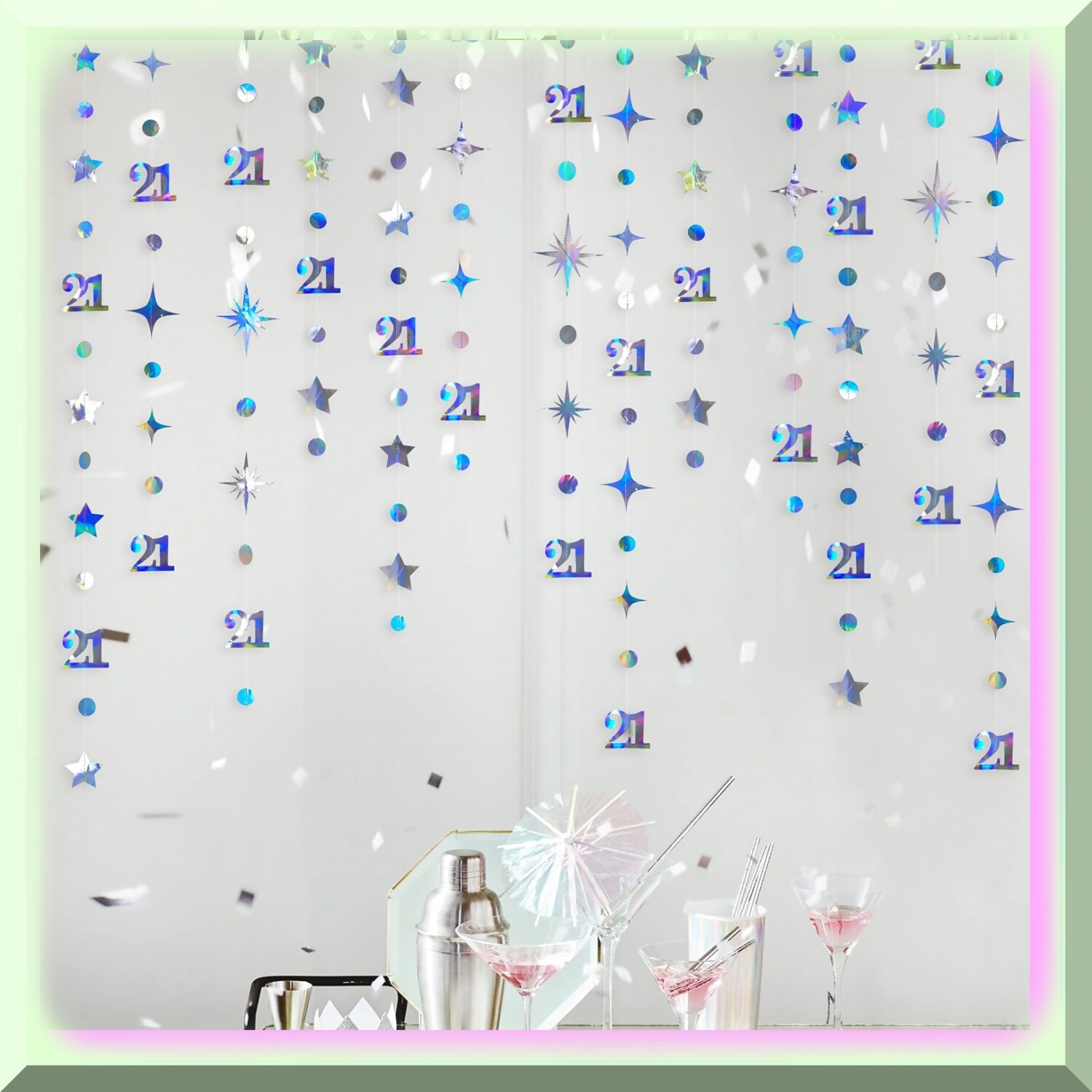 21st Birthday Iridescent Holographic Garland Set