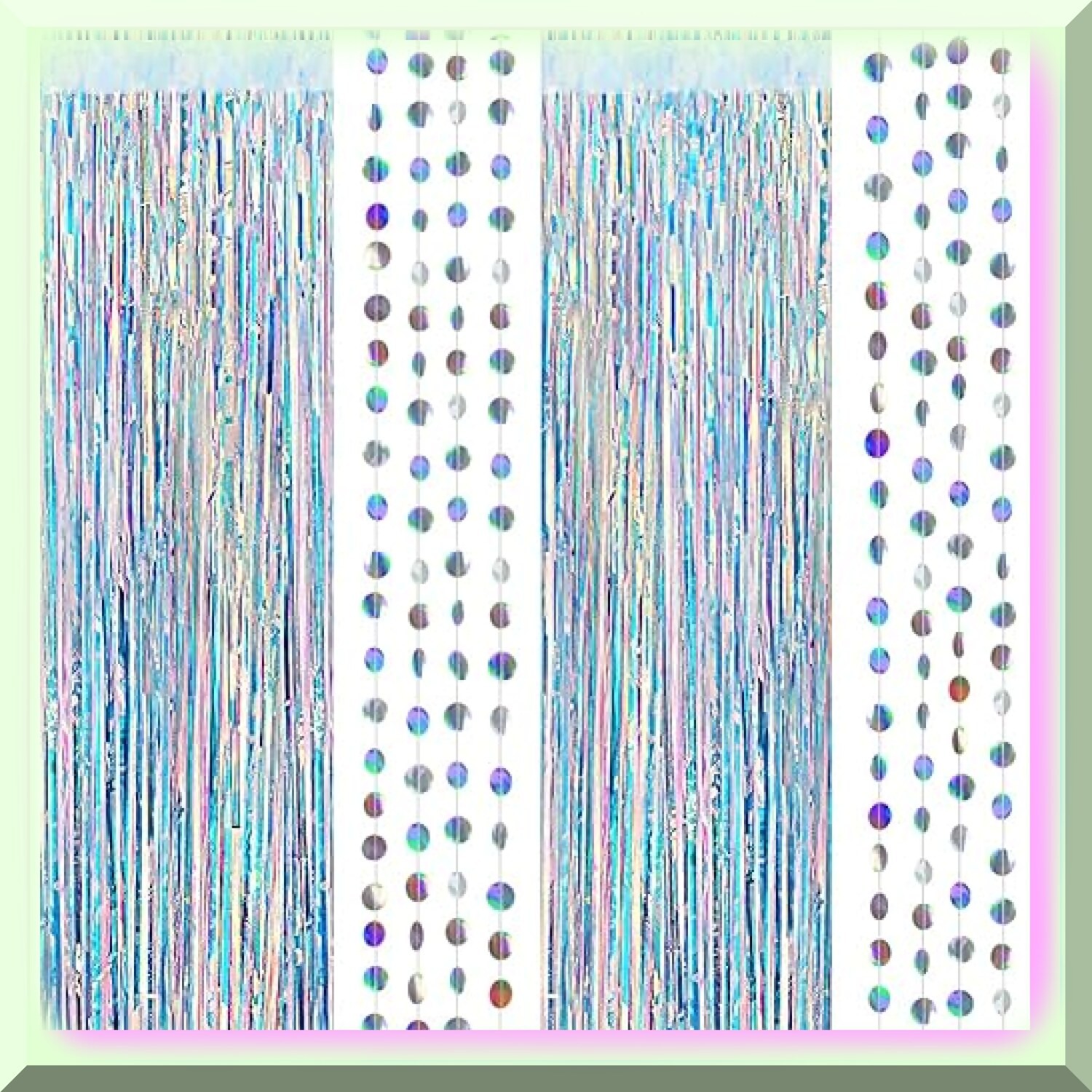 Iridescent Tinsel Fringe Party Decorations with Garlands