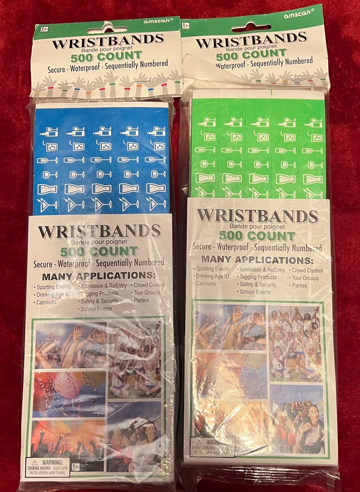 Amscan Event club Wristband 500 Count Secure Waterproof BEER DRINK age verify