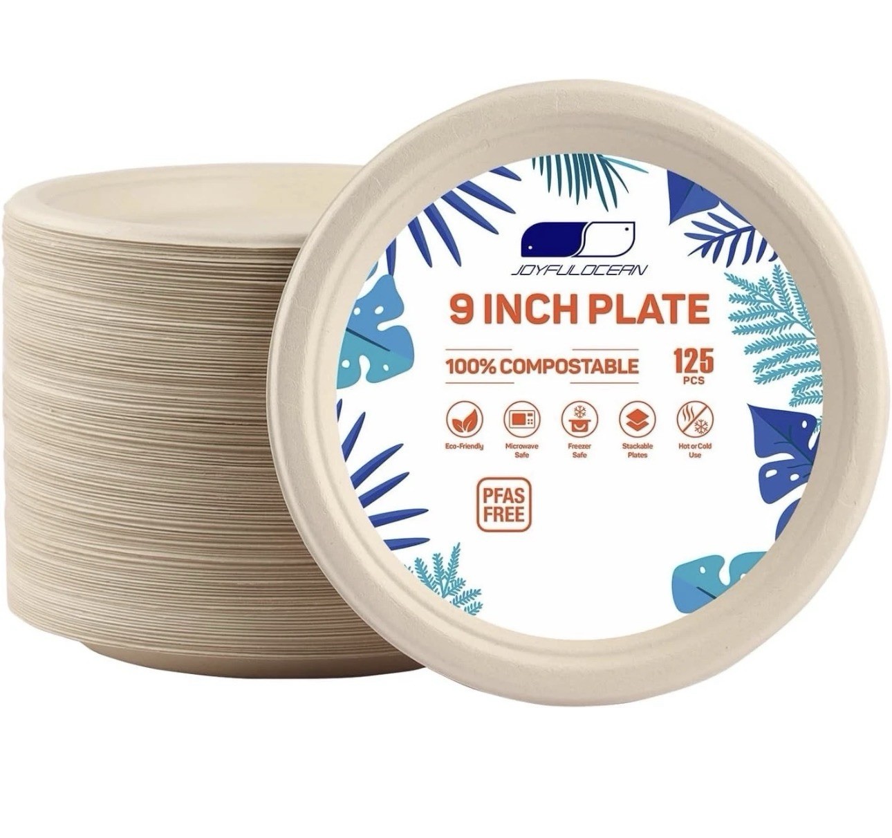 165 Count Disposable Paper Plates, EcoFriendly Heavy Duty Compostable 660 Plates
