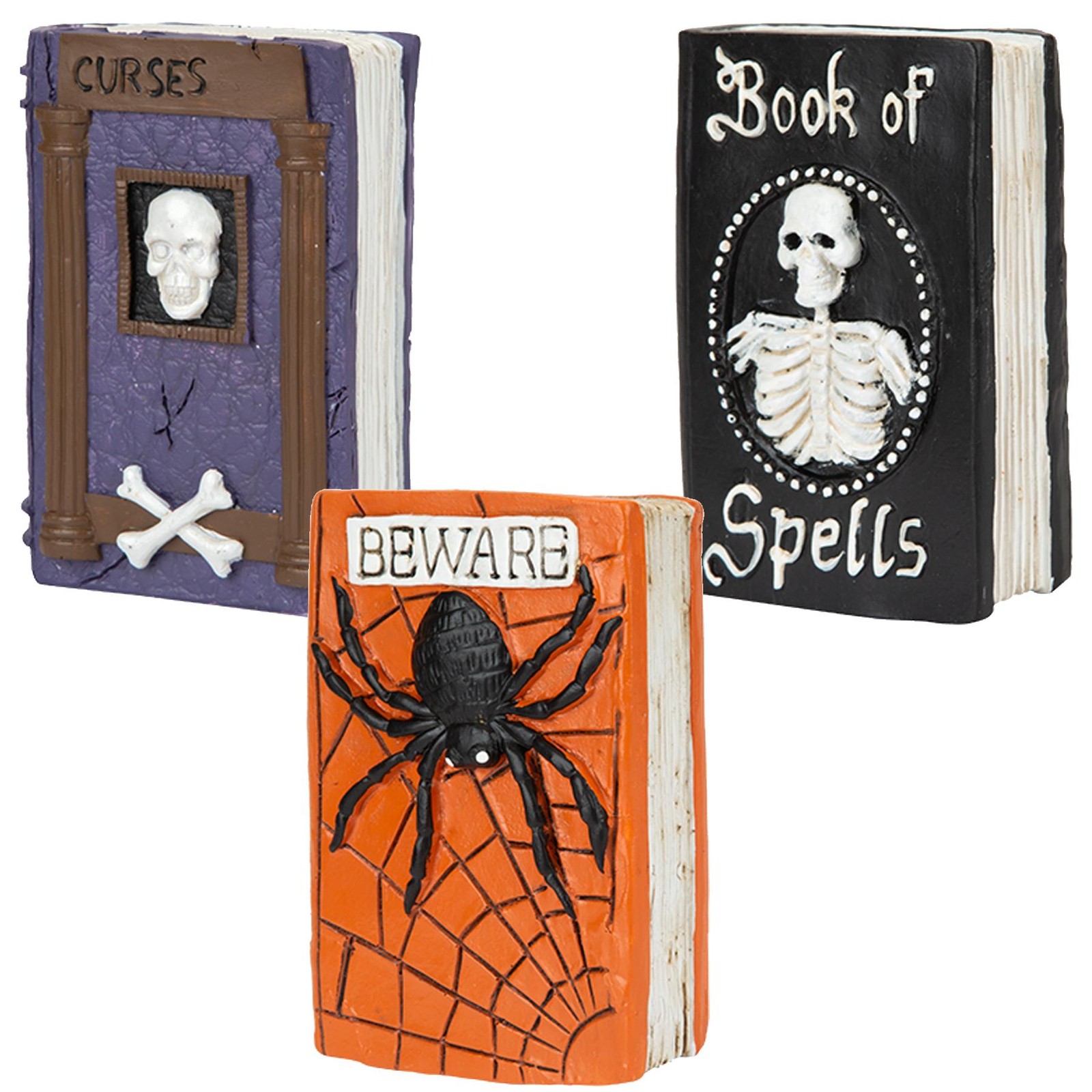 Halloween Book Ornament Set of 3 Decorations 10.5cm x 7cm
