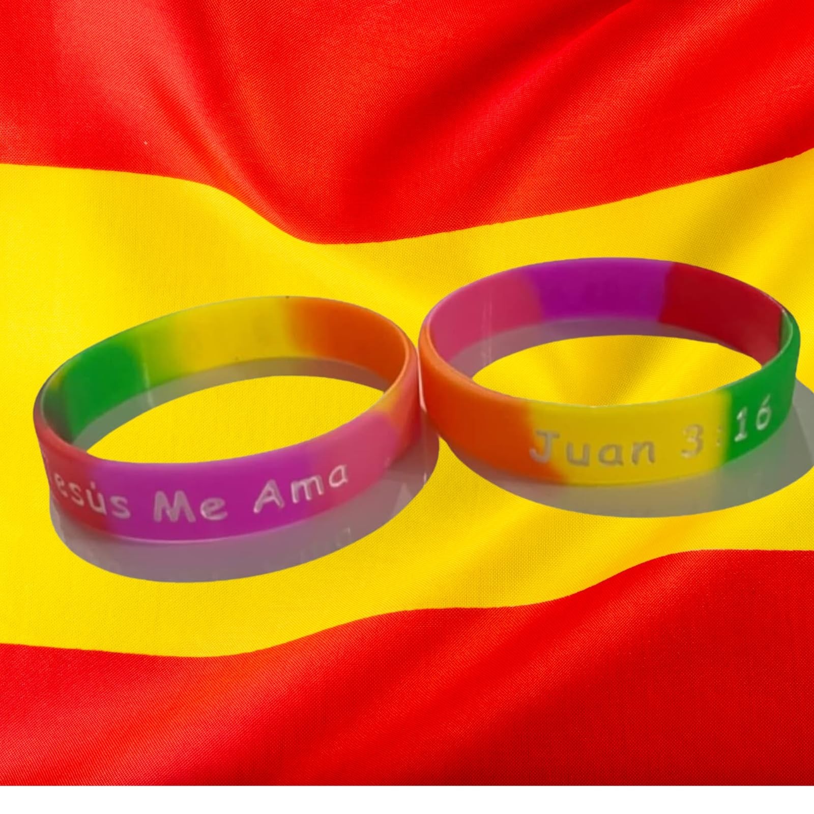 50-Pack Spanish Christian Bracelets – “Jesús Me Ama” Juan 3:16 Silicone Wristban