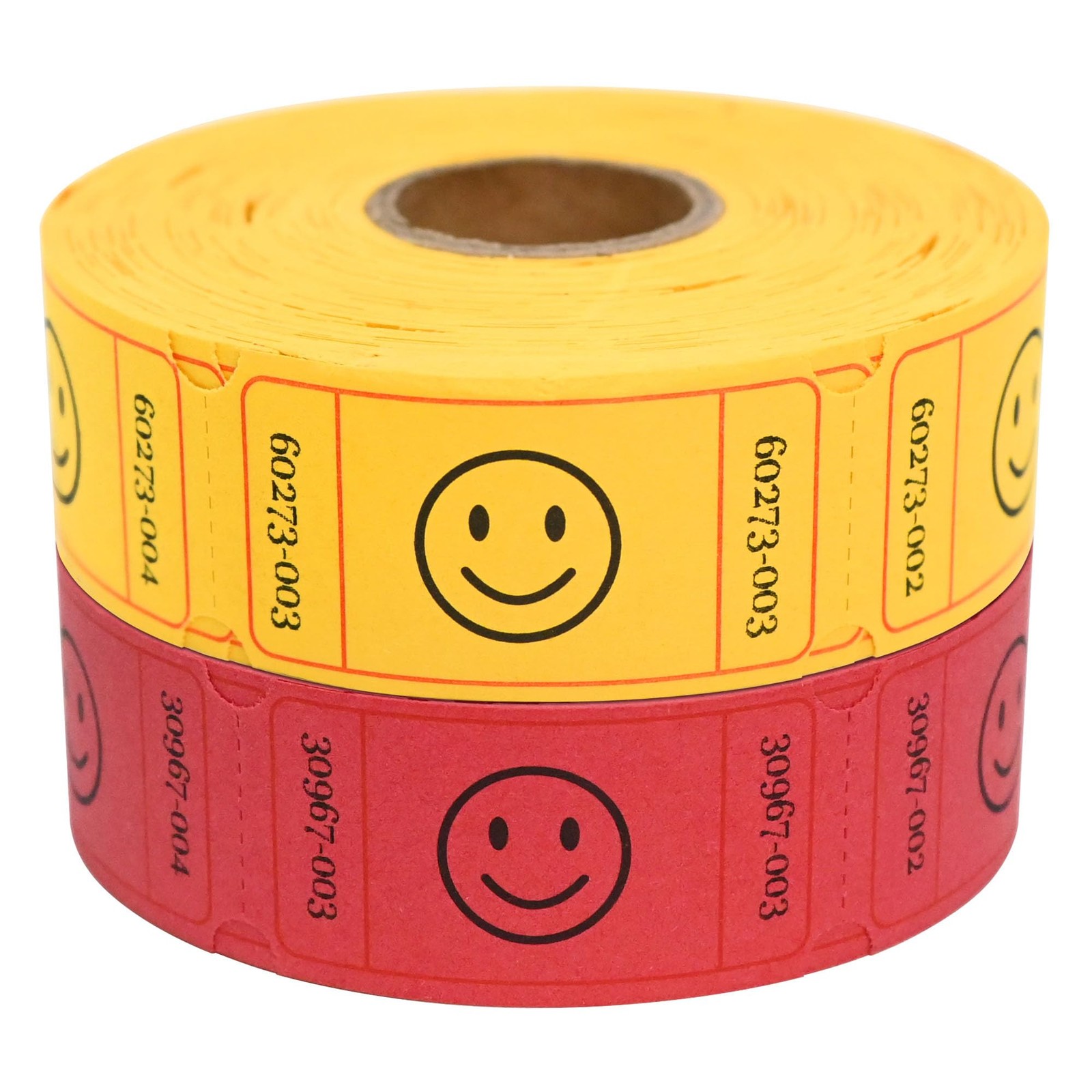Raffle Tickets 1000 Count Smile 2 Color Set 500 1×2 Inch Yellow Red Rolls
