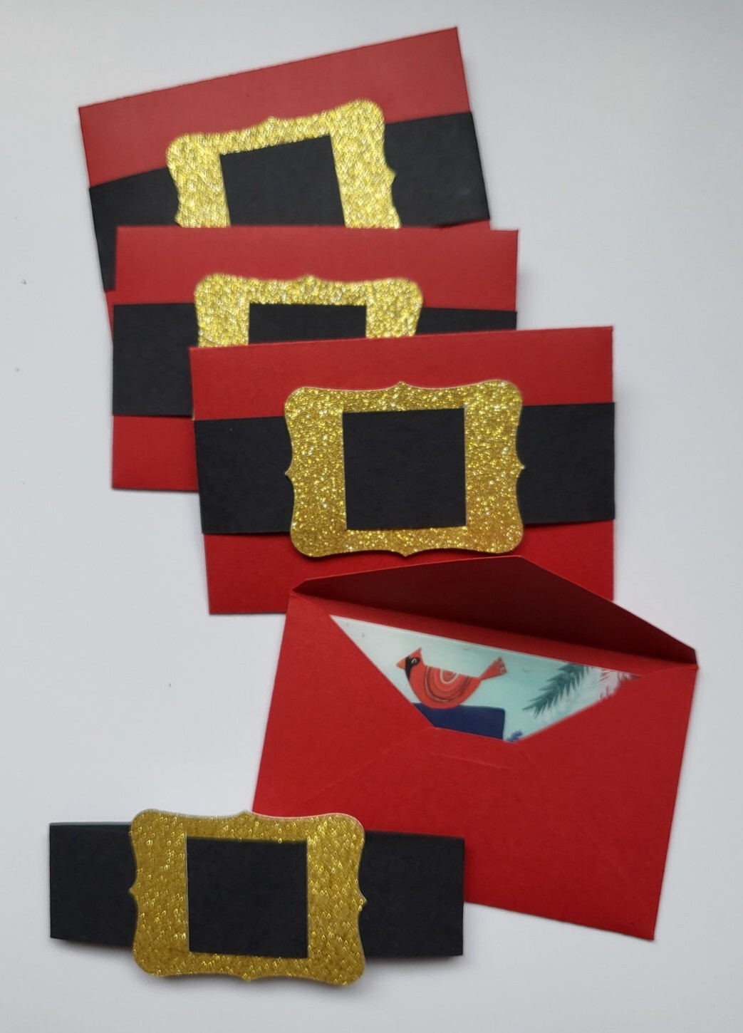 Christmas gift card holders Santa Buckle gift card/money holders – set of 4.