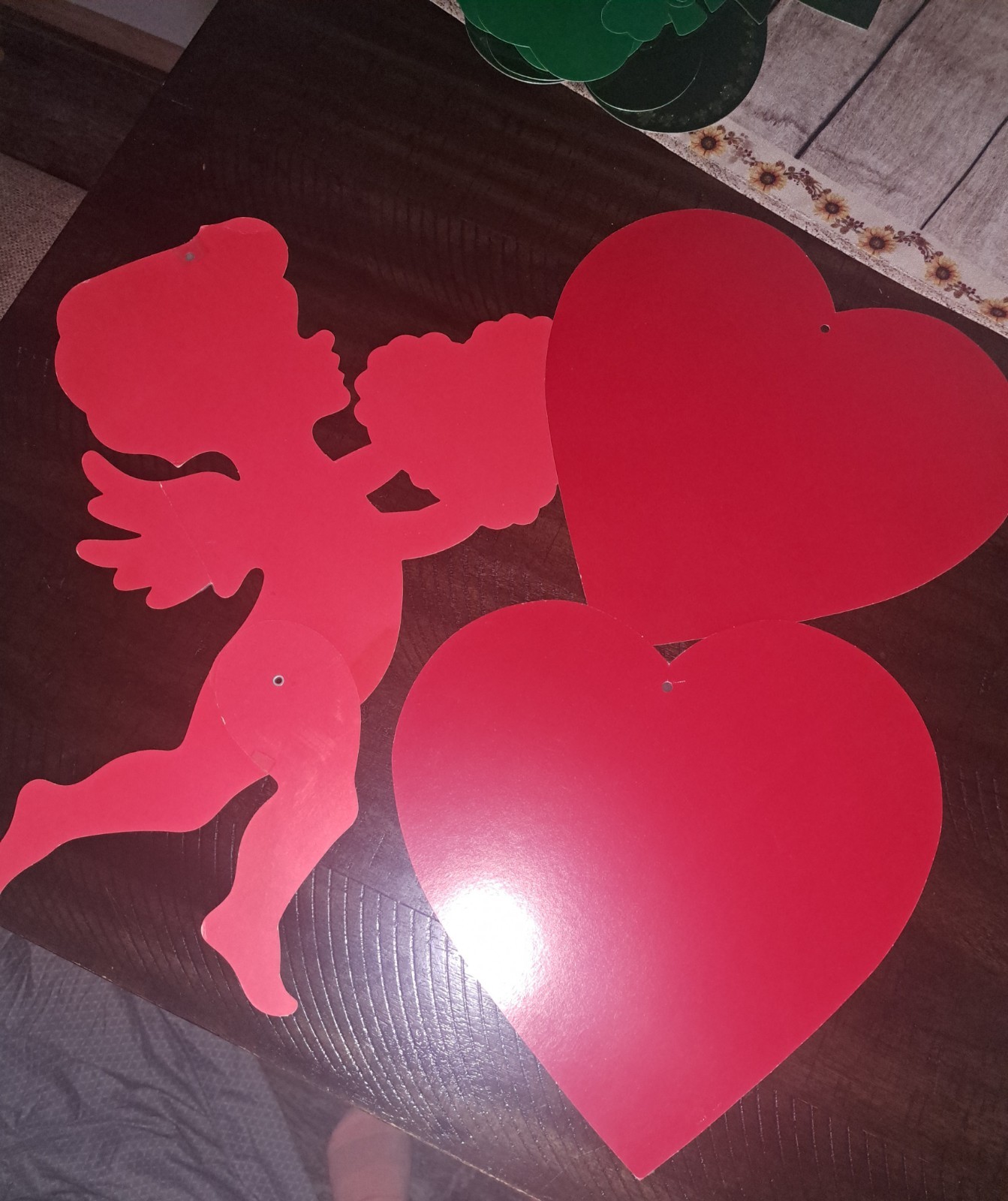 Vintage Valentines Day Decorations*Cupid*2 Hearts*Valentines Day Banner*Preowned