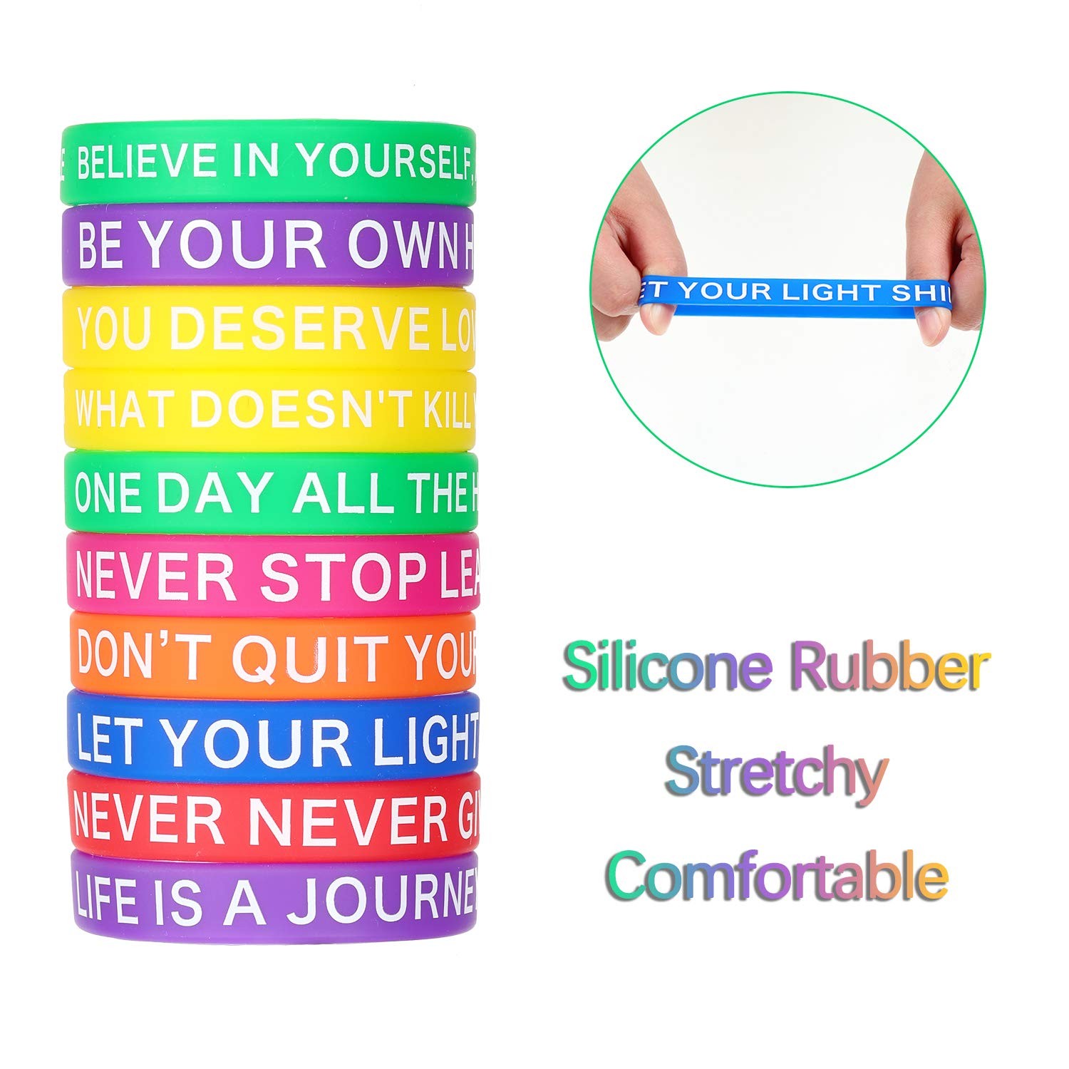 32 Pieces Inspirational Rubber Bracelets Motivational Quote Silicone Wristbands