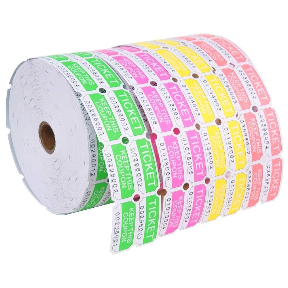 8000 Raffle Tickets Rolls – 50/50 Consecutive Numbered Tickets for Events, Parti