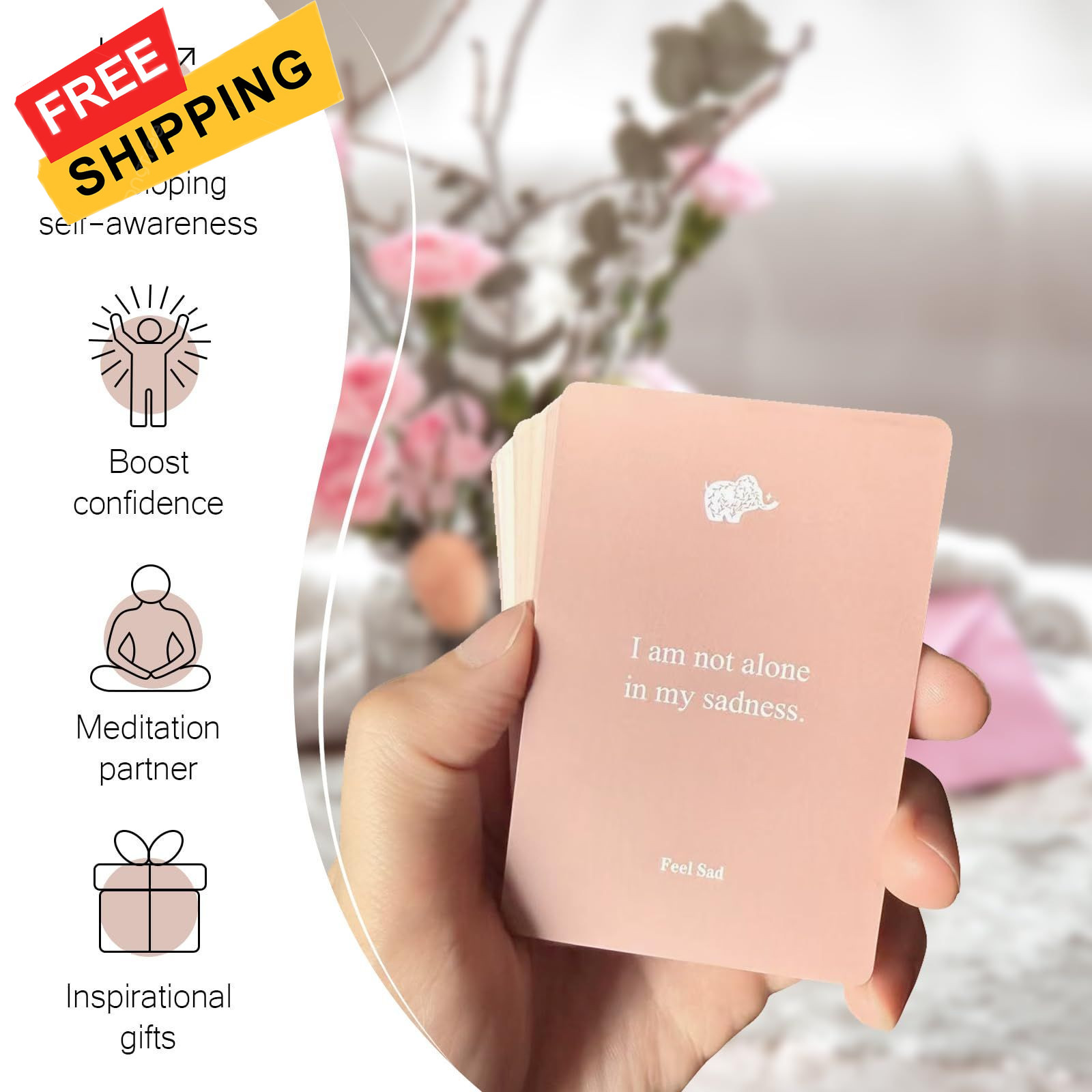 WDphouly Affirmation Cards for Women, 120 Positive A6, pink