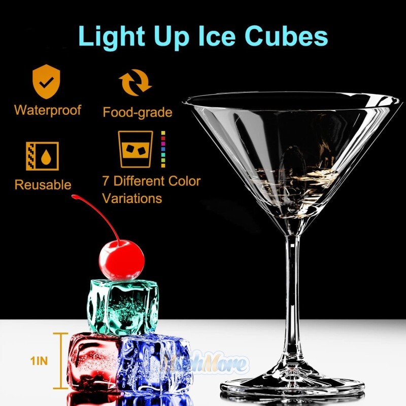 4-40Pcs LED Ice Cube Night Lights Multi Color Flash Liquid Sensor Drinks Decor