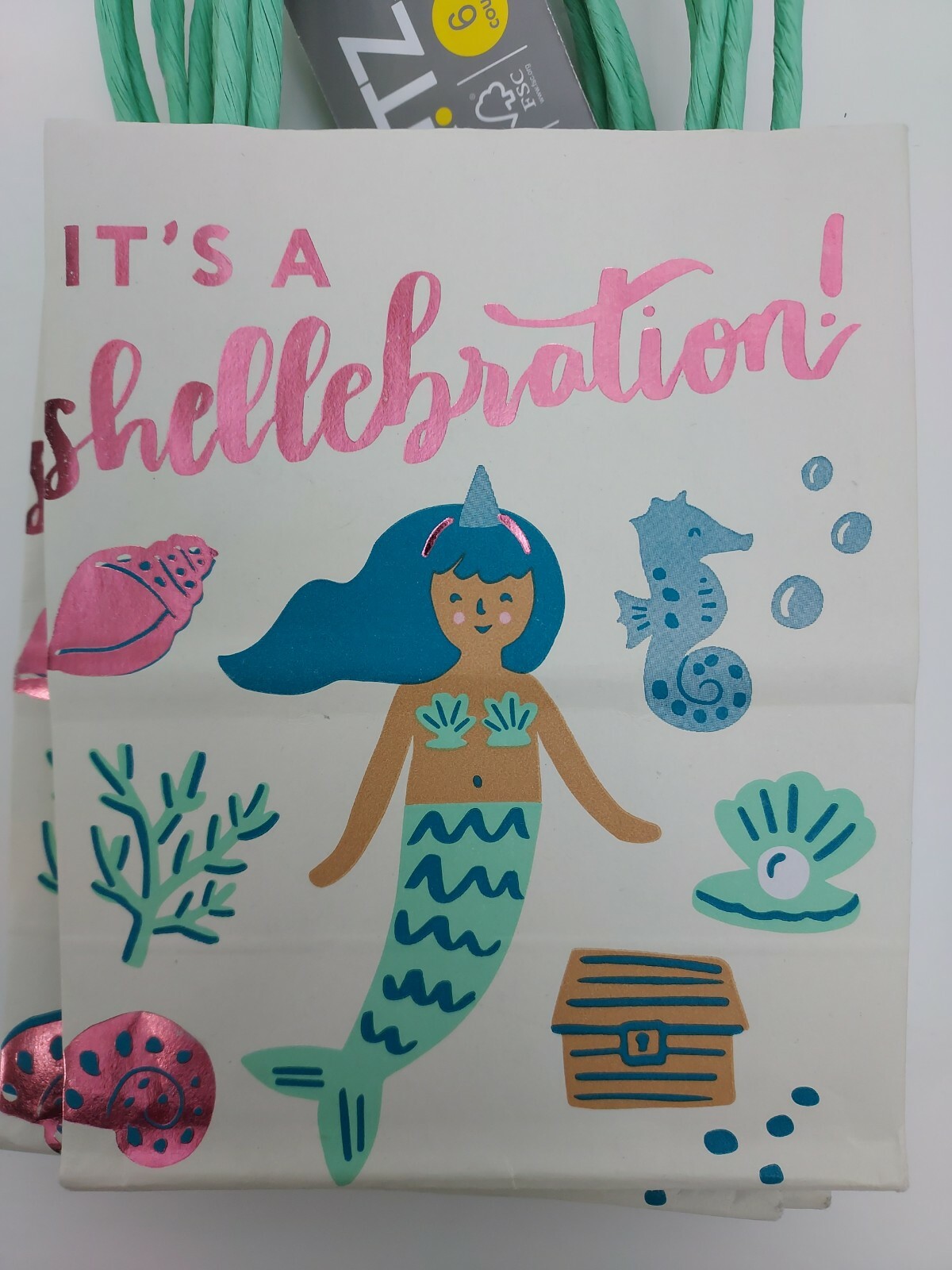 Spritz Paper Gift Treat or Favor Bags Mermaid It’s A Shellebration 6 Count