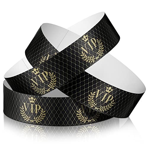 500 Pieces VIP Wristbands Plastic Waterproof Party Identification Black