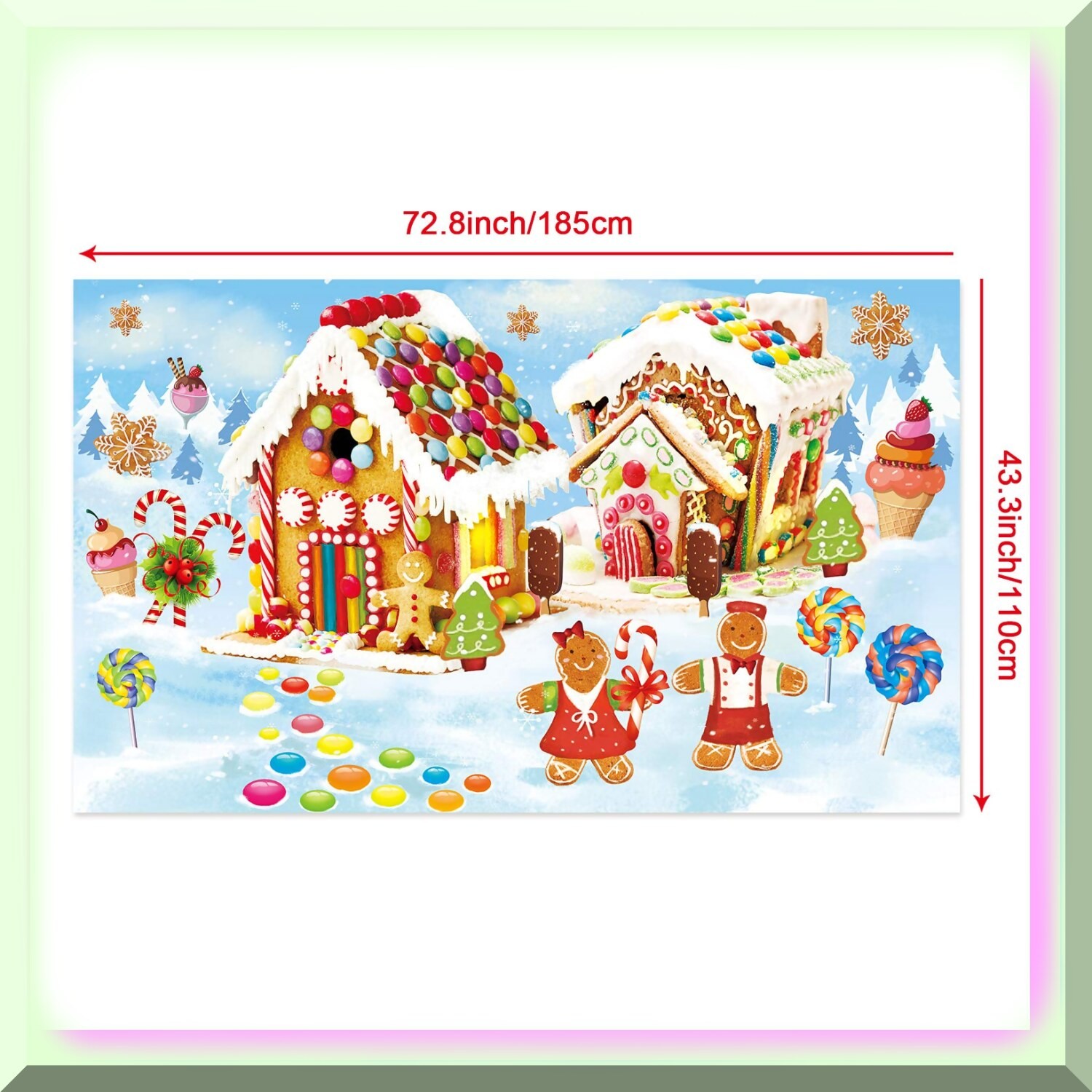 Gingerbread Winter Wonderland Fabric Backdrop