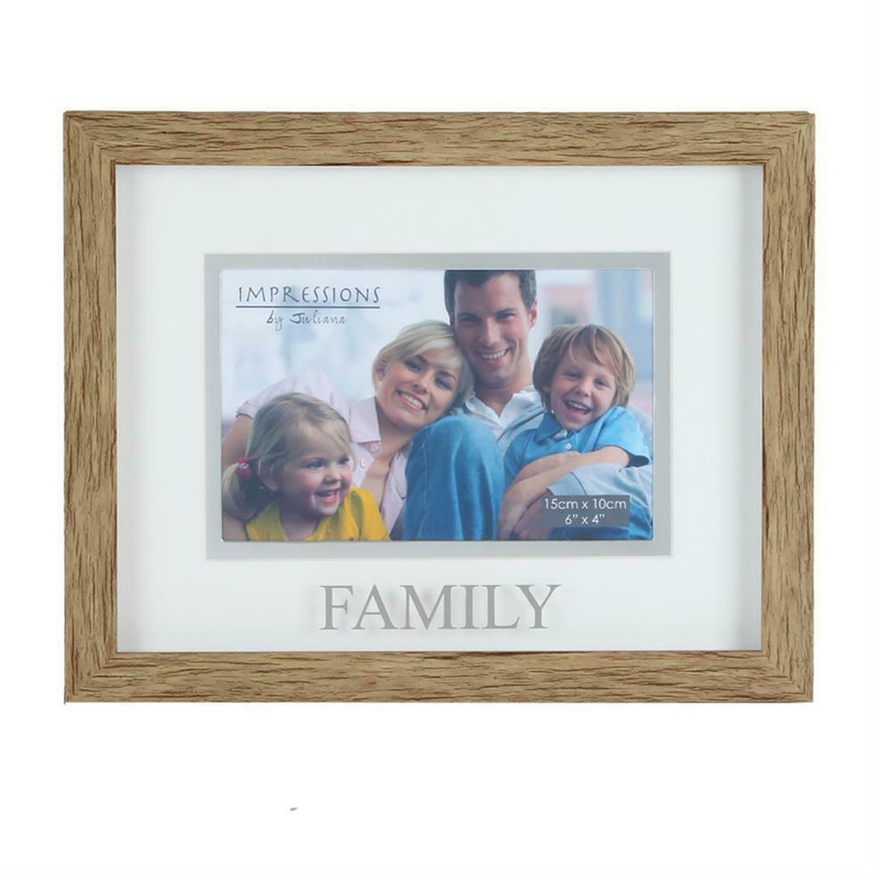 Juliana Natural Wood Effect Plastic Frame with Silver Word – Family