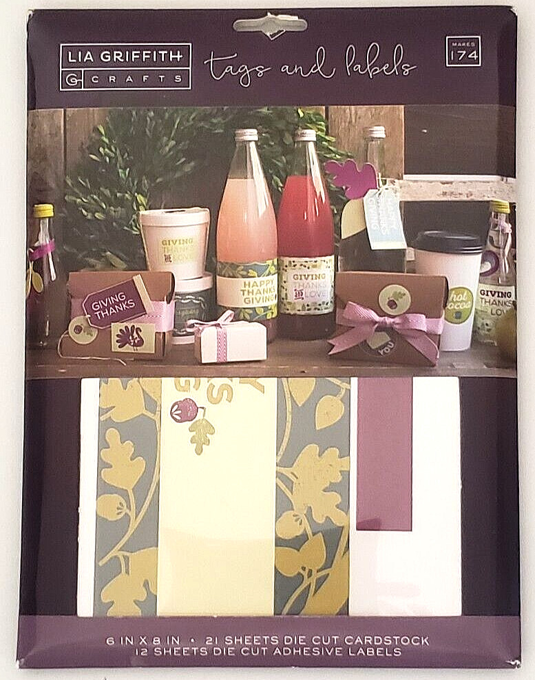 LIA GRIFFITH CRAFTS Die-Cut Tags and Labels – GIVING THANKS – 174 pcs