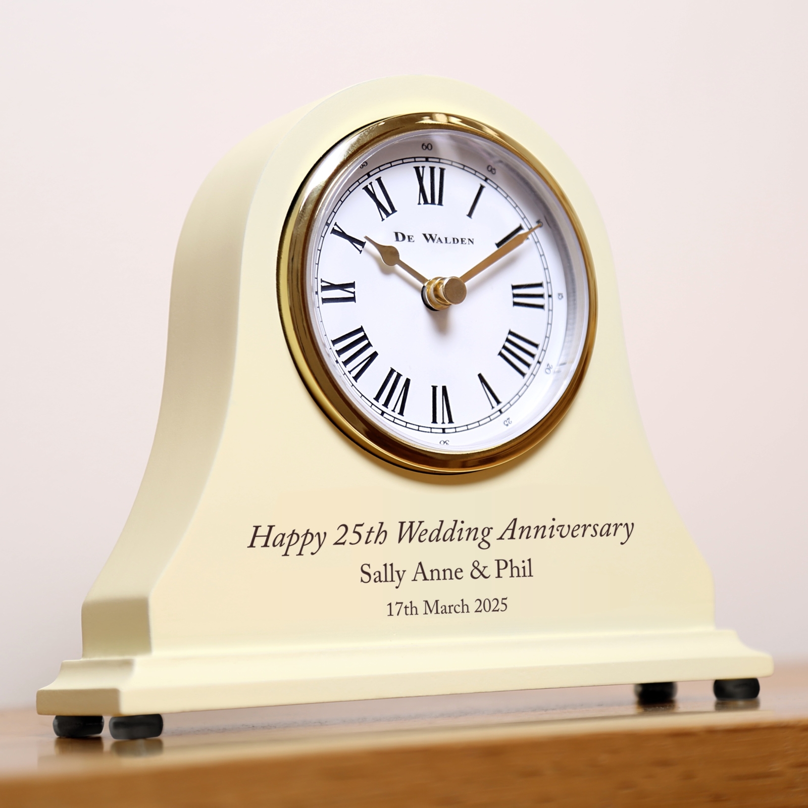 25th Silver Wedding Anniversary Personalised Mantel Clock 25 Year Gift Ideas