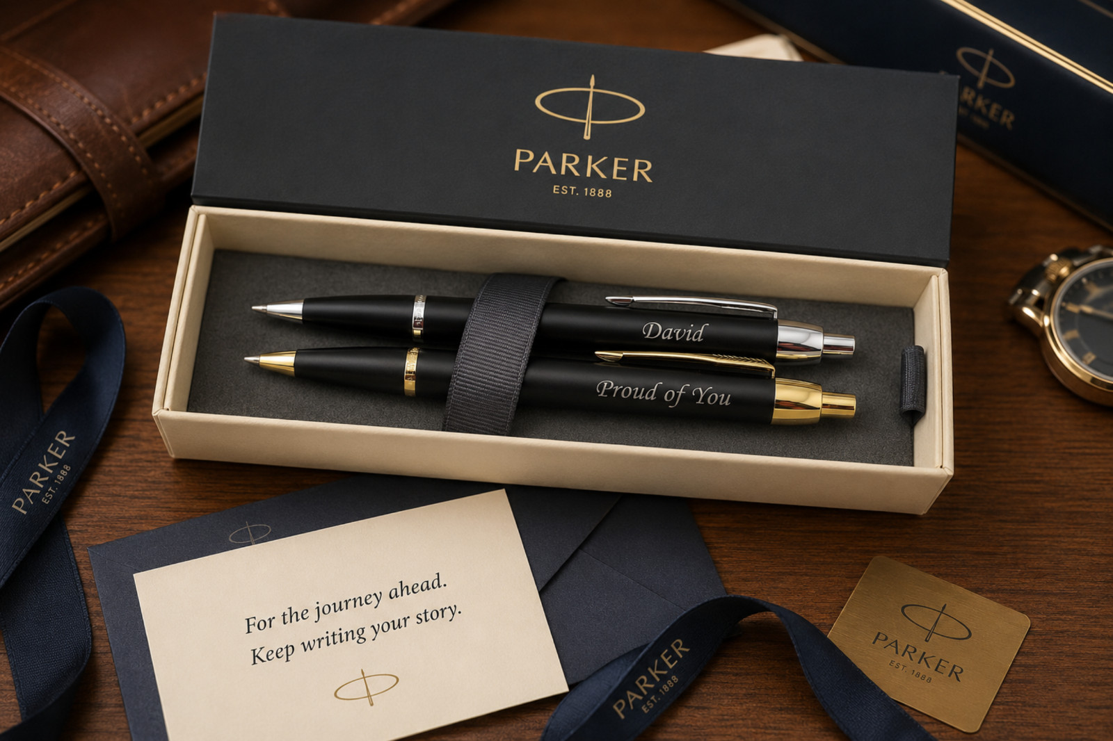 Personalized Wood Ballpoint Pen with Box Executive Custom Graduation Gift
