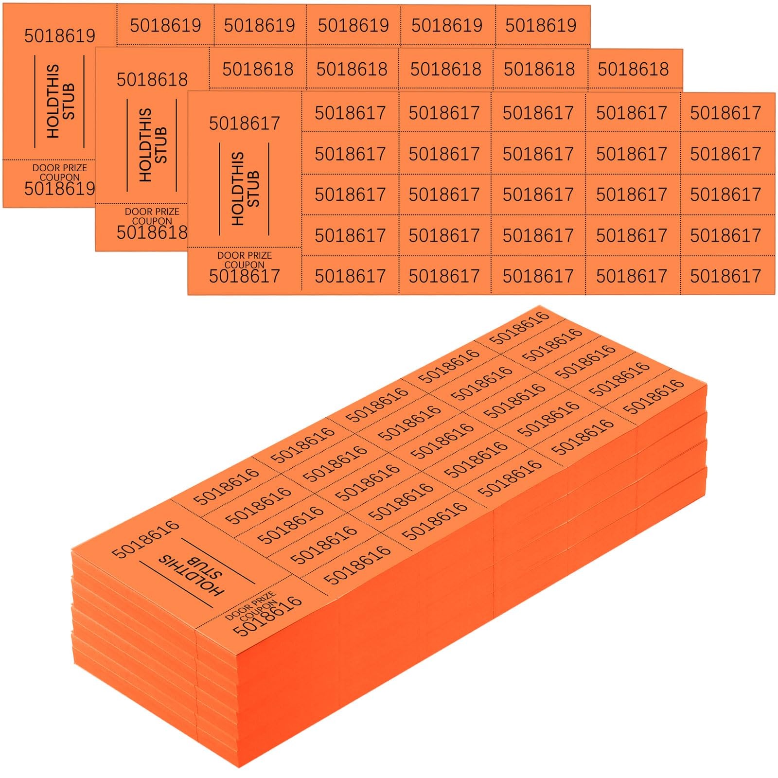 504 PCS 25 Bid Raffle Ticket Sheets Different Numbers Chinese Auction Orange